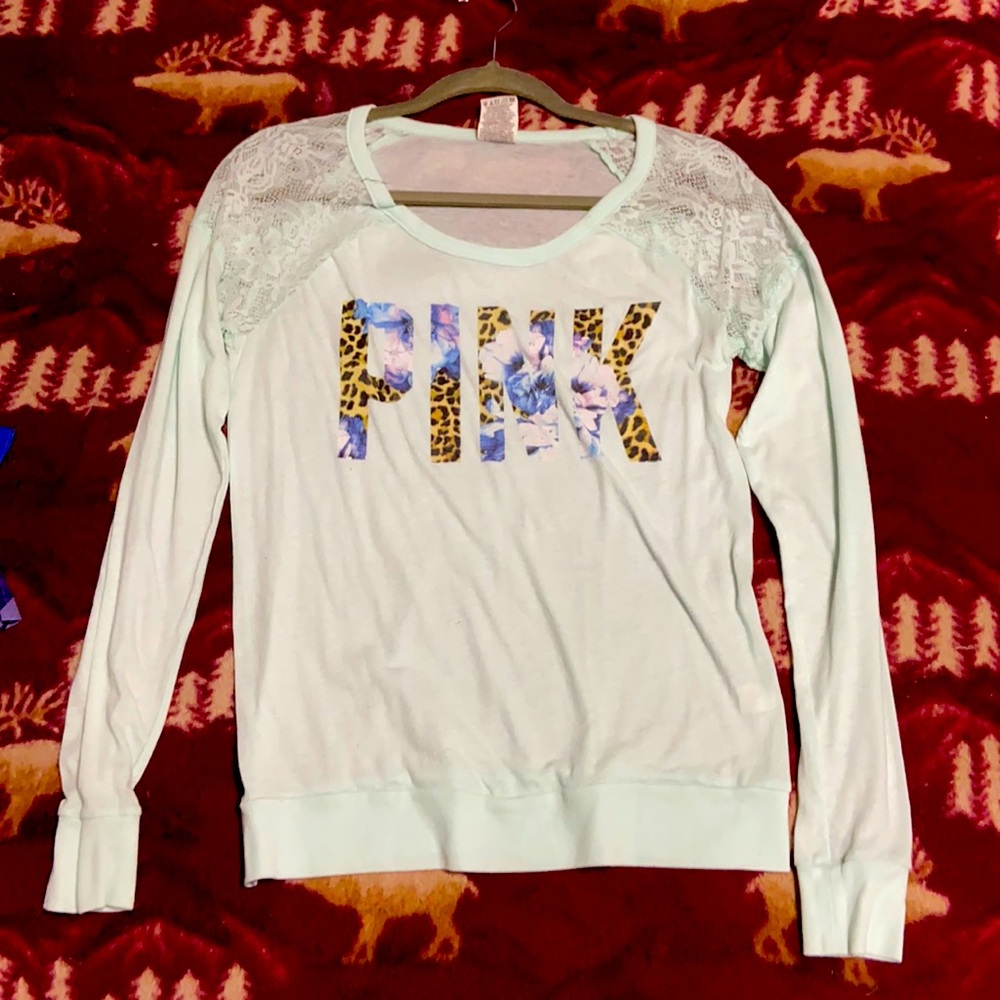 PINK Victoria’s Secret light blue long sleeve tee. Size small